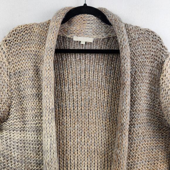 Joan Vass Studio WMNS SZ L Open Front Cardigan Sweater Brown Tan Ombré Wool Blnd - Picture 8 of 14